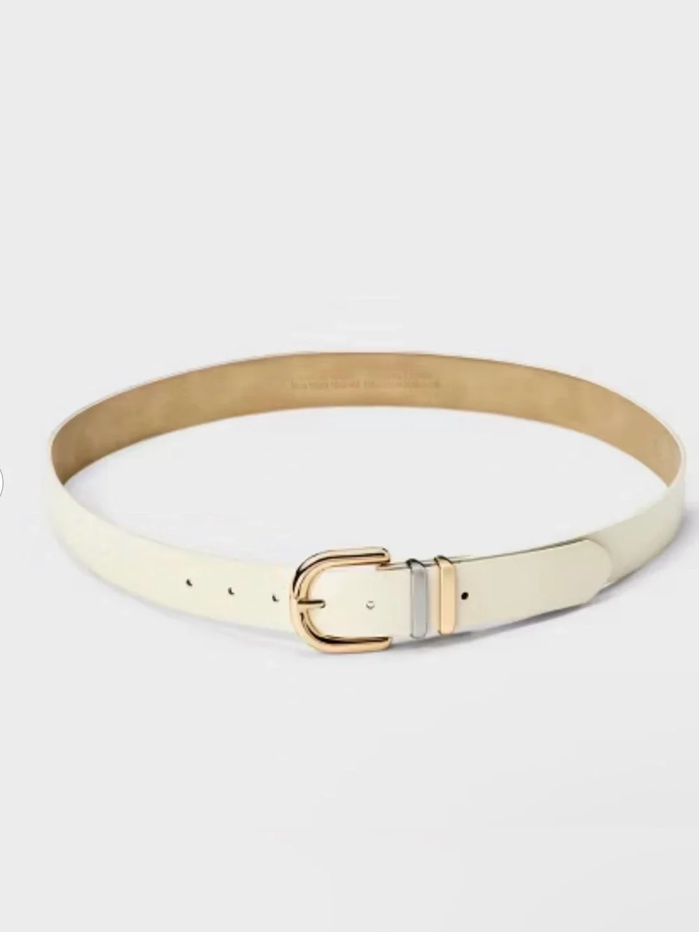 White Faux Leather Belt with Gold/silver Buckle - Women